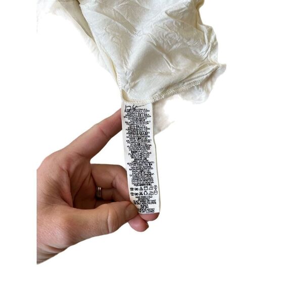 Free People Dont You Dare Lace Trim Mini Dress Boho Flare Beige Size Small - Picture 10 of 12